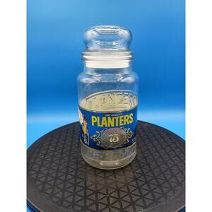 Vintage 1981 75th Anniversary Planters Peanut Glass Jar with Lid and Label